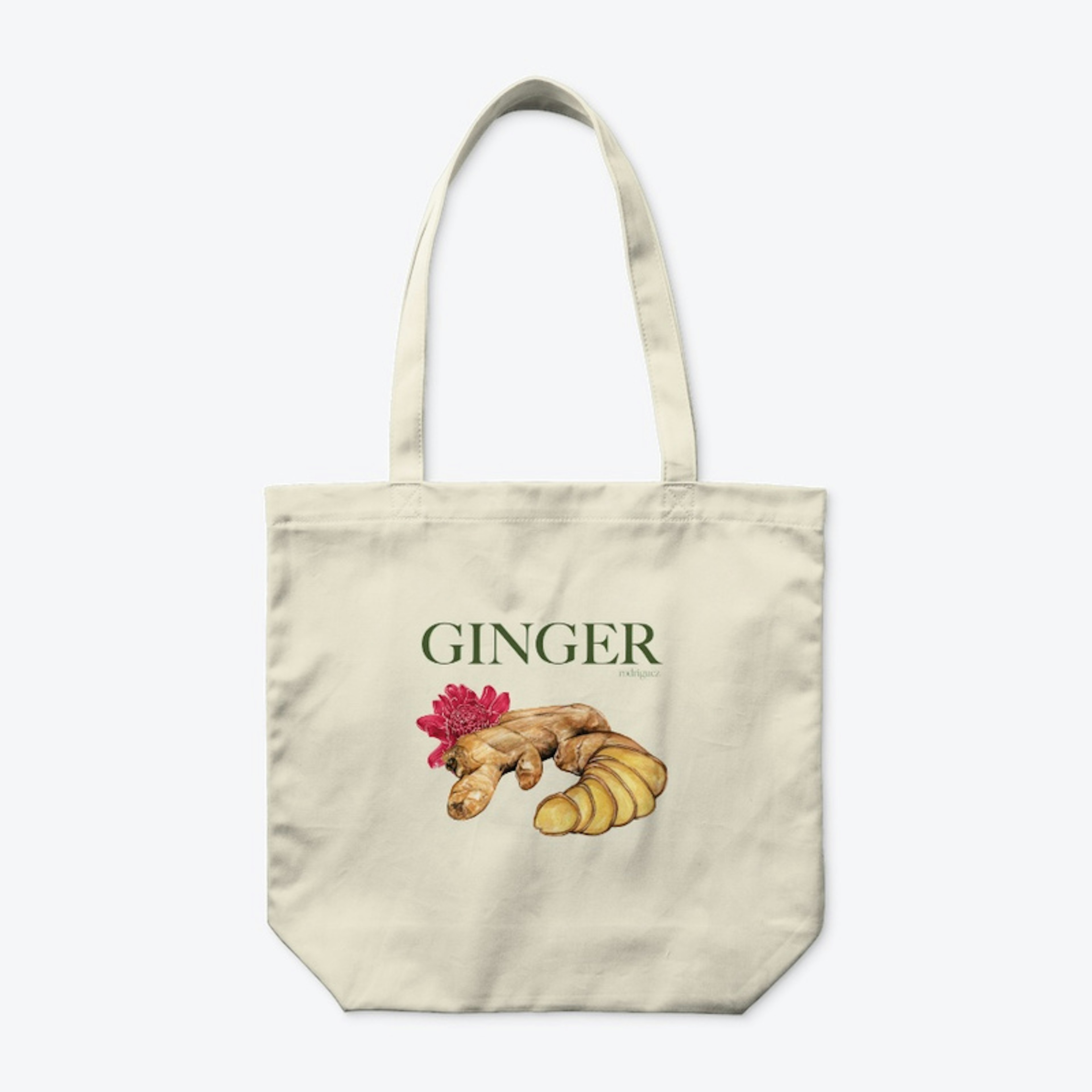 ginger flower and root tote bag